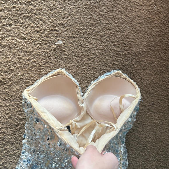 Jovani Sparkling Strapless Gown with Slit - Picture 6 of 16